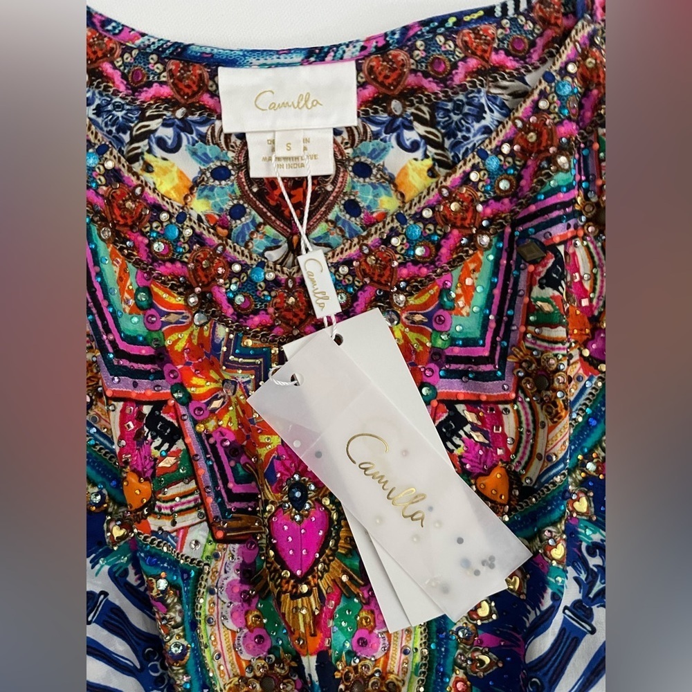 Camilla Drop Shoulder Playsuit Lucky Charms Crystal embellished romper silk - Picture 14 of 14